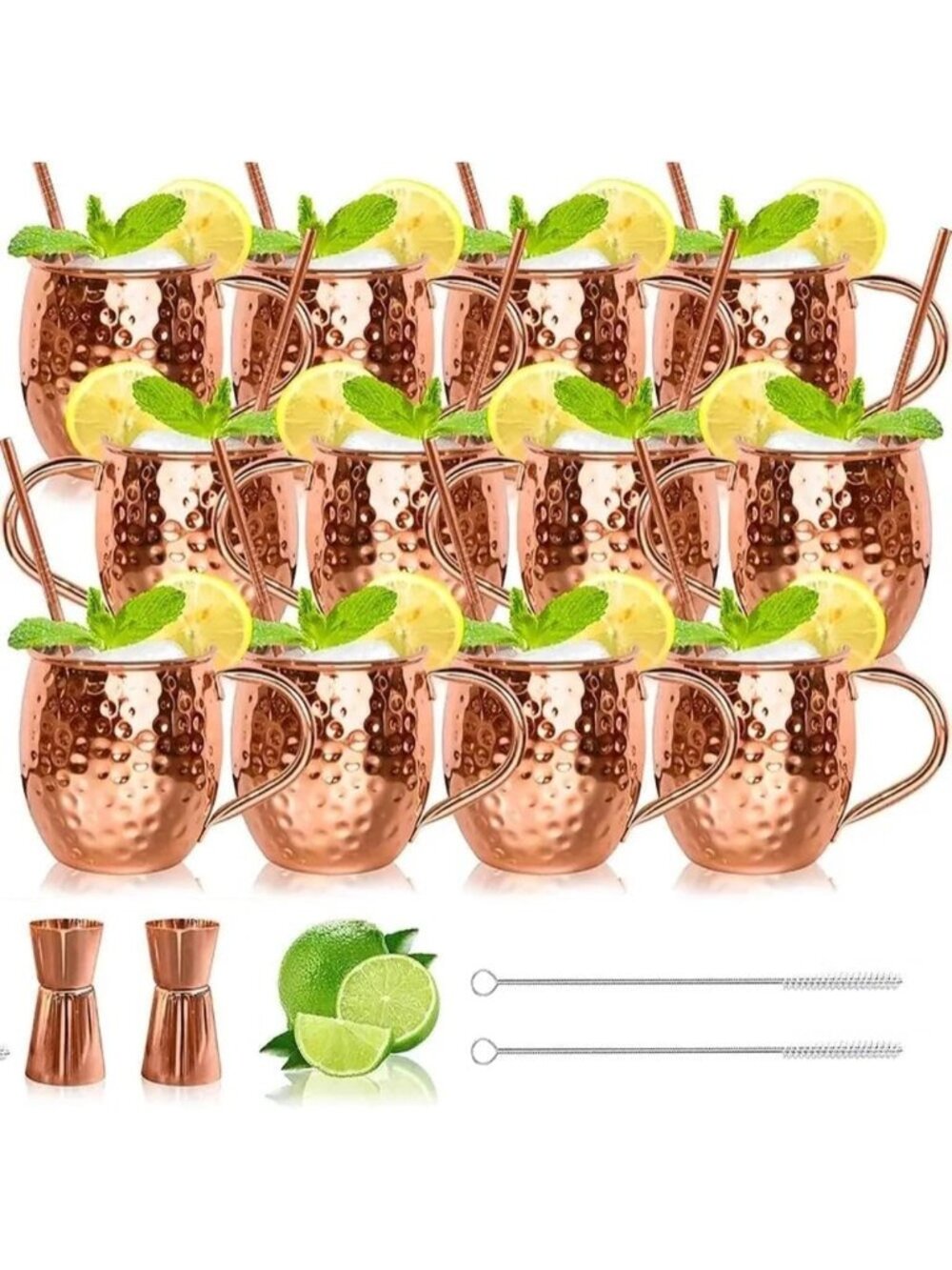 Set of 12 Copper Plated Moscow Mule Mugs - 18oz Stainless Steel Drinkware